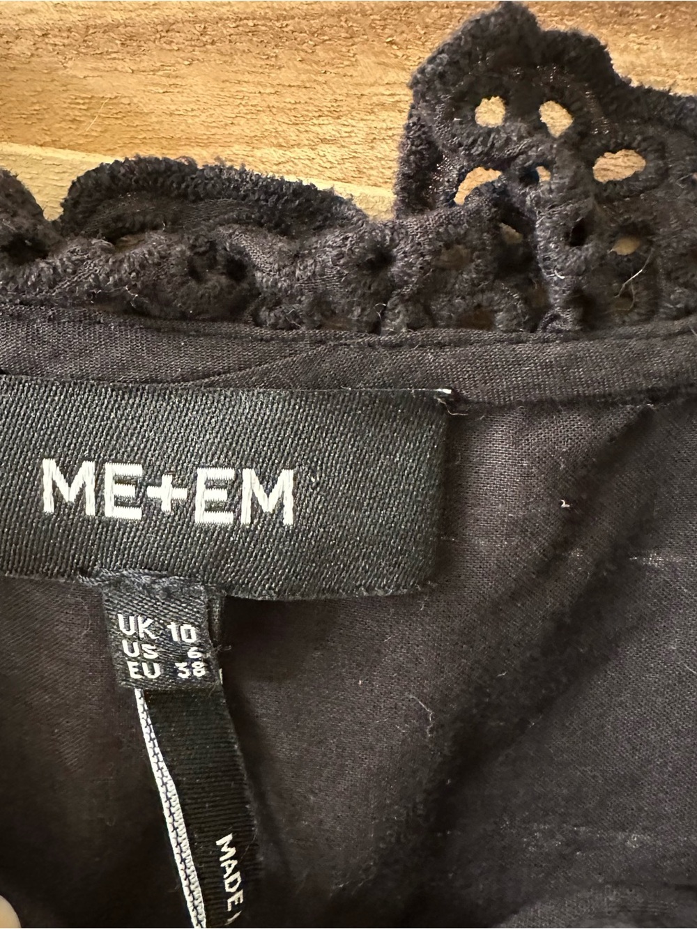 Me+Em Cotton Broderie Ruffle Cropped Top in black size 6 - Picture 7 of 8